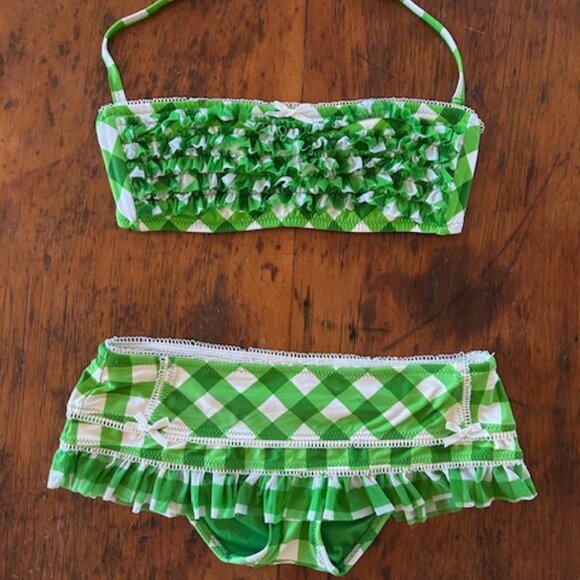 Vintage Betsey Johnson Green Gingham Bikini - Picture 1 of 7
